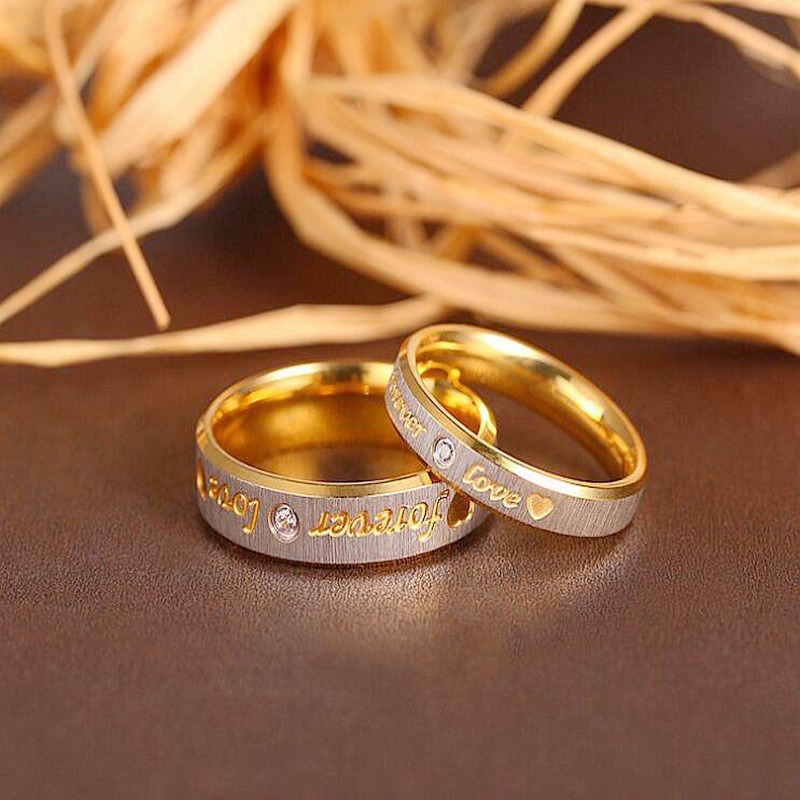 Forever Love Two-Tone Gold-Plated Couple Rings｜Engraved Confessions for Your Fingertips