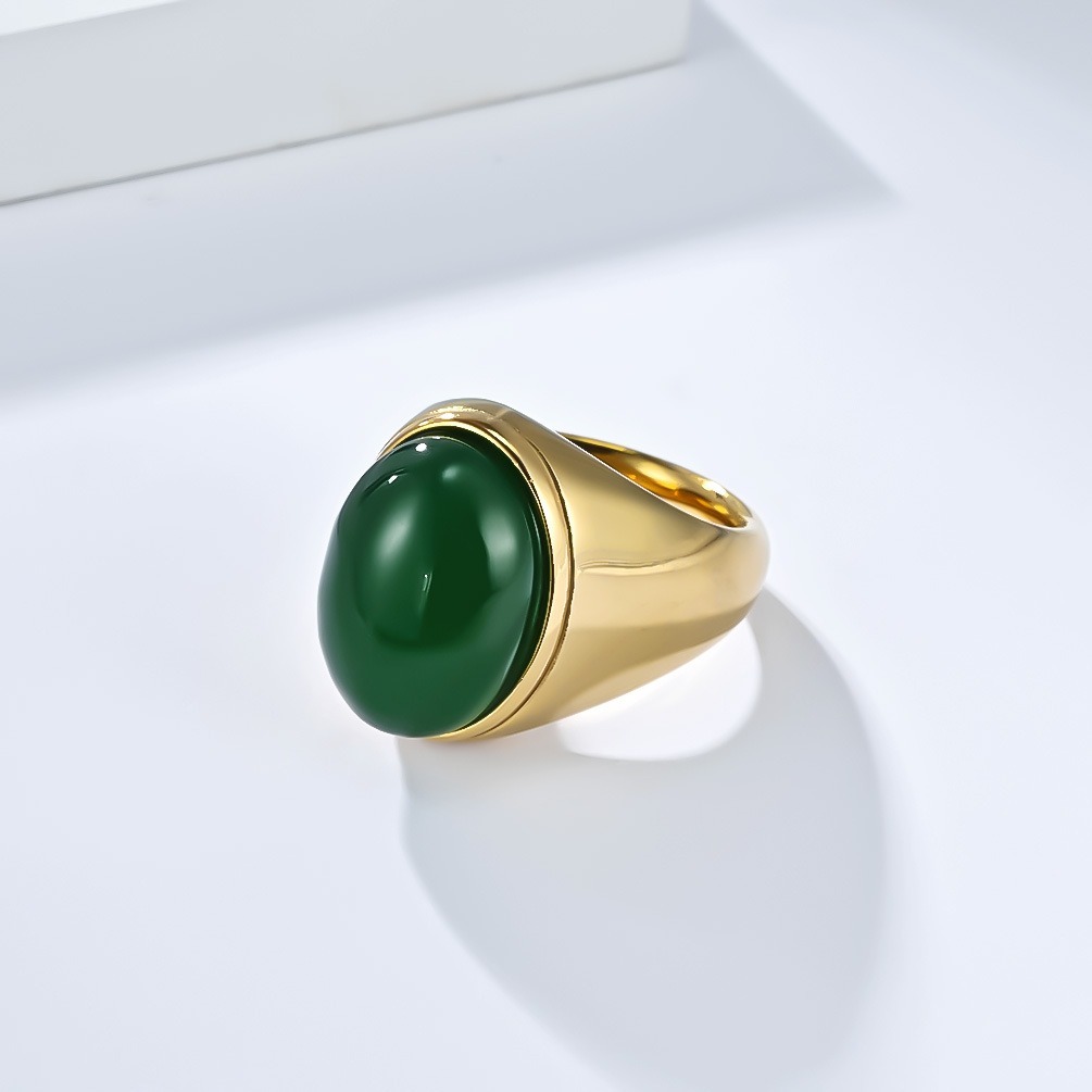 Vintage Oval Cabochon Natural Stone Signet Ring