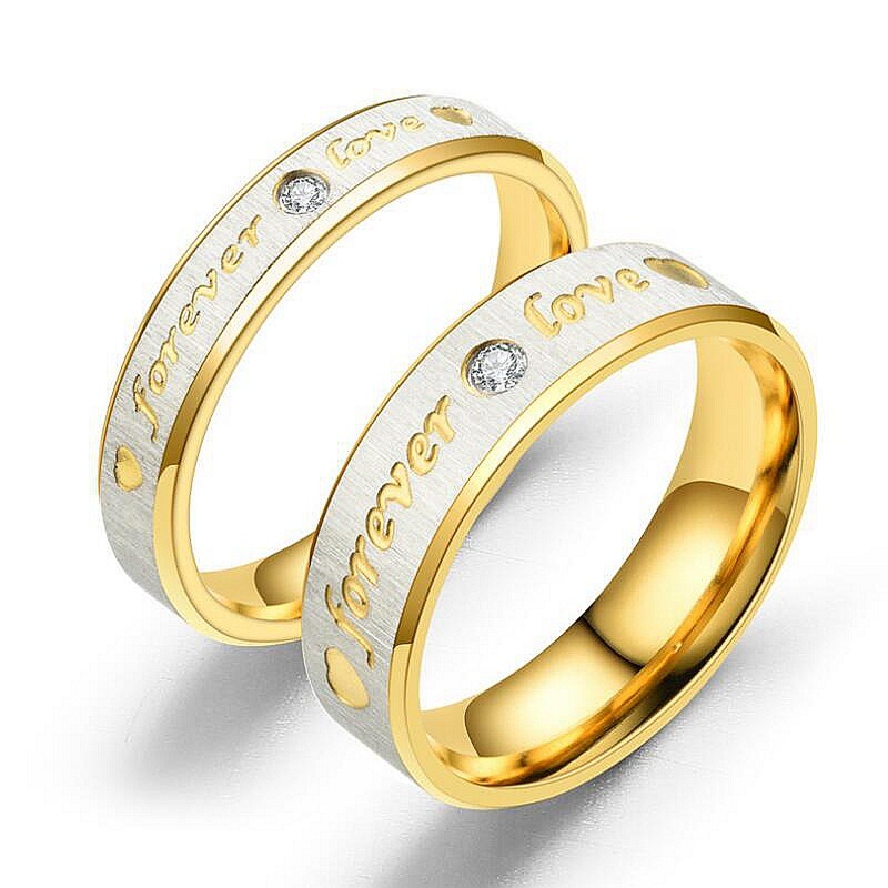 Forever Love Two-Tone Gold-Plated Couple Rings｜Engraved Confessions for Your Fingertips