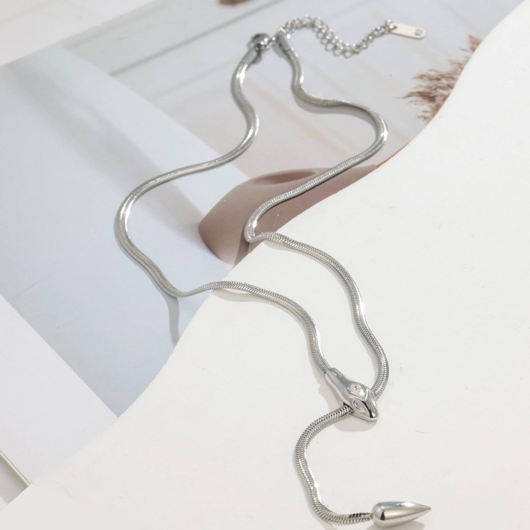 Serpent Starlight Two-Tone Snake Chain Adjustable Necklace