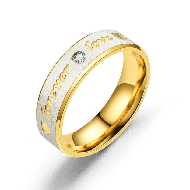 Forever Love Two-Tone Gold-Plated Couple Rings｜Engraved Confessions for Your Fingertips
