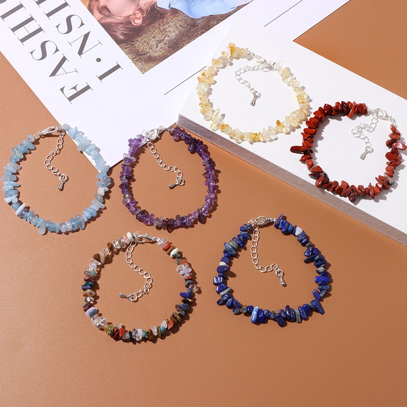 Natural Crystal Chip Adjustable Bracelets