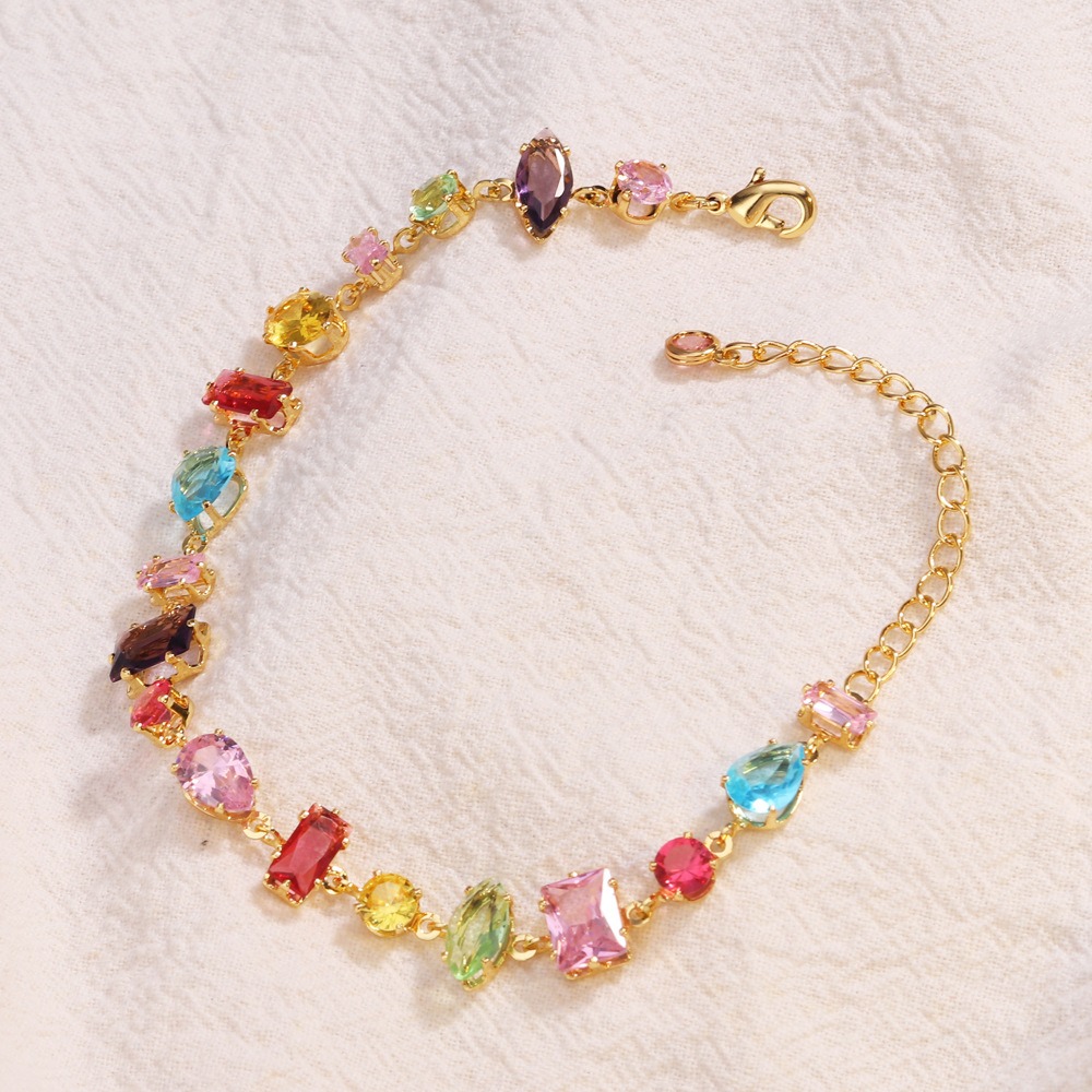 Rainbow Crystal Reverie Two-Tone Irregular Zircon Bracelet
