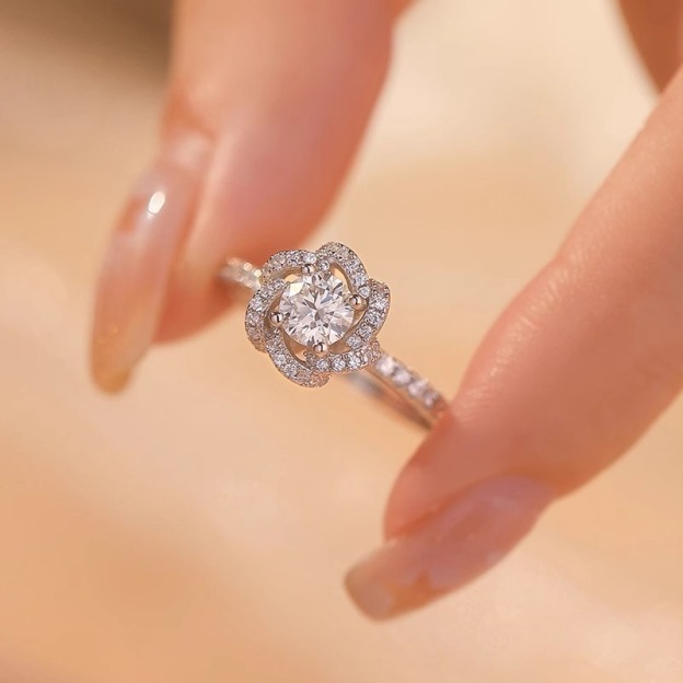 「Rose Kiss」S925 Sterling Silver 3D Petal Open Ring