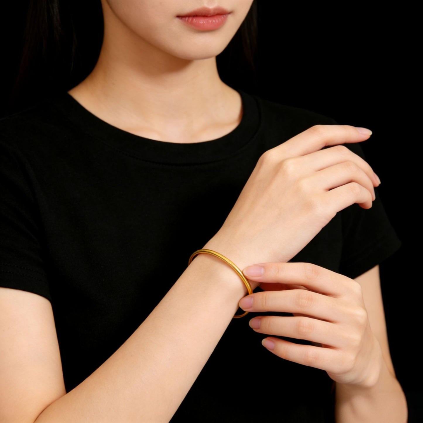 Minimalist Thin Gold Bangle Bracelet