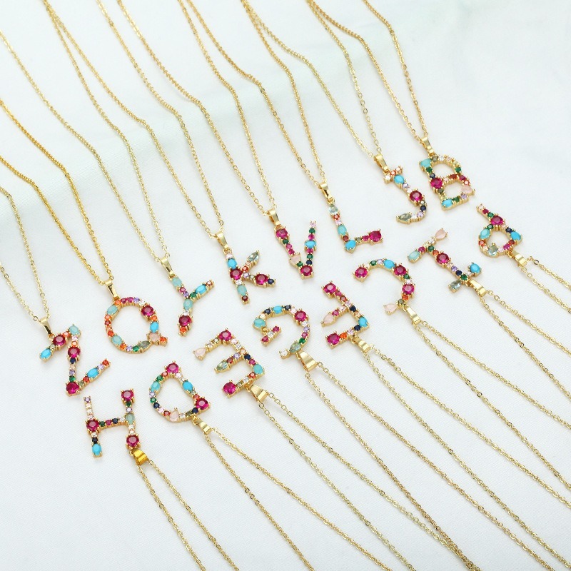 Personalized Colorful Gemstone Initial Necklace