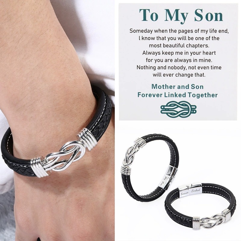 Magnetic Engraved Leather Bracelet Custom Greeting Card Gift