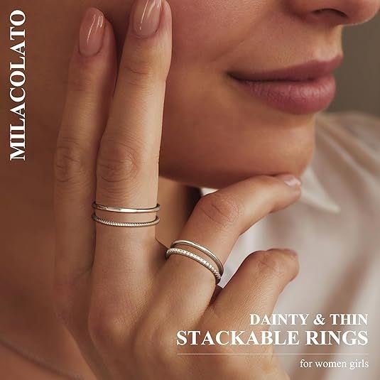 18K Gold / 18K White Gold Minimal Stacking Ring Collection | Everyday Essential