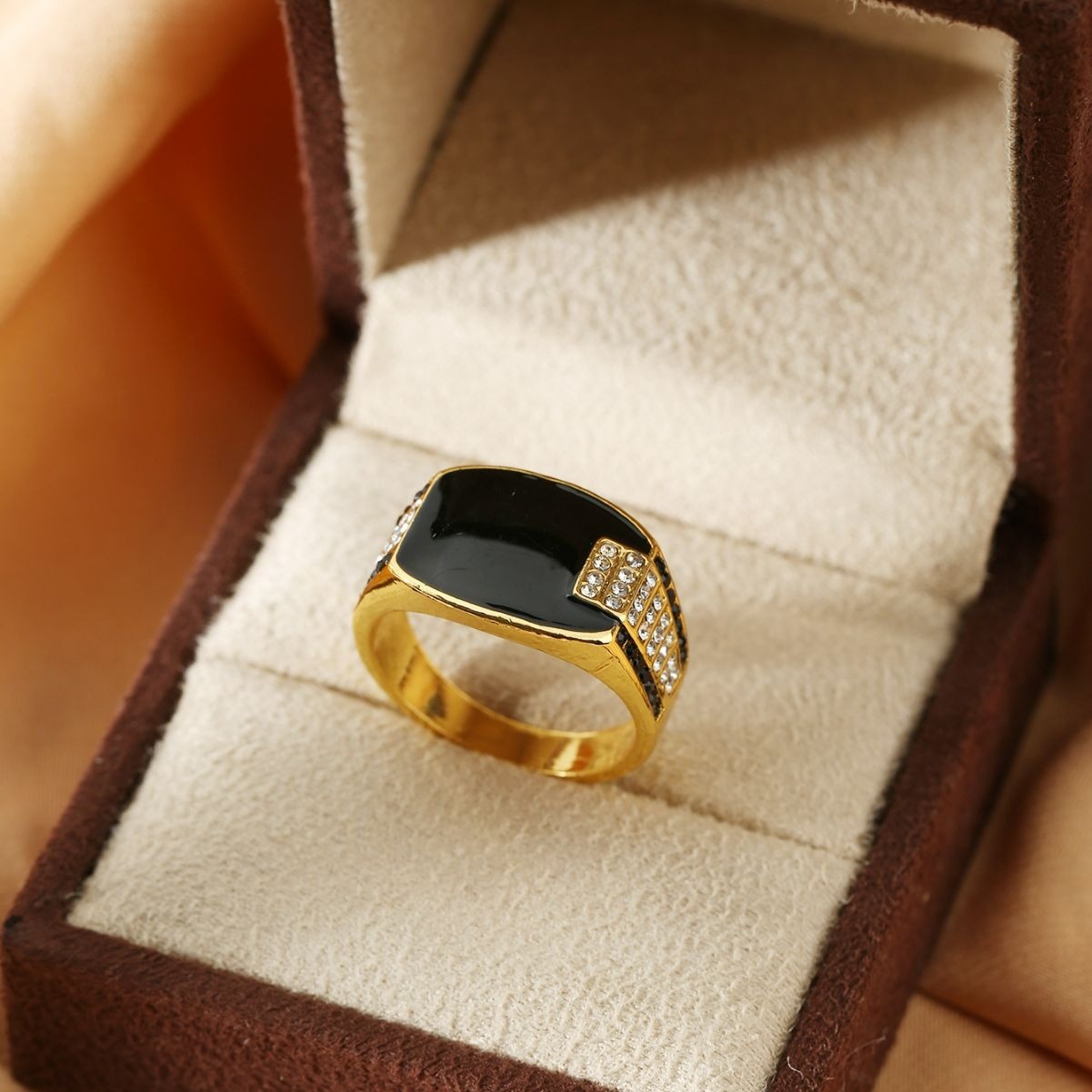 18K Gold Black Onyx Signet Ring | Classic Geometric Men’s Ring