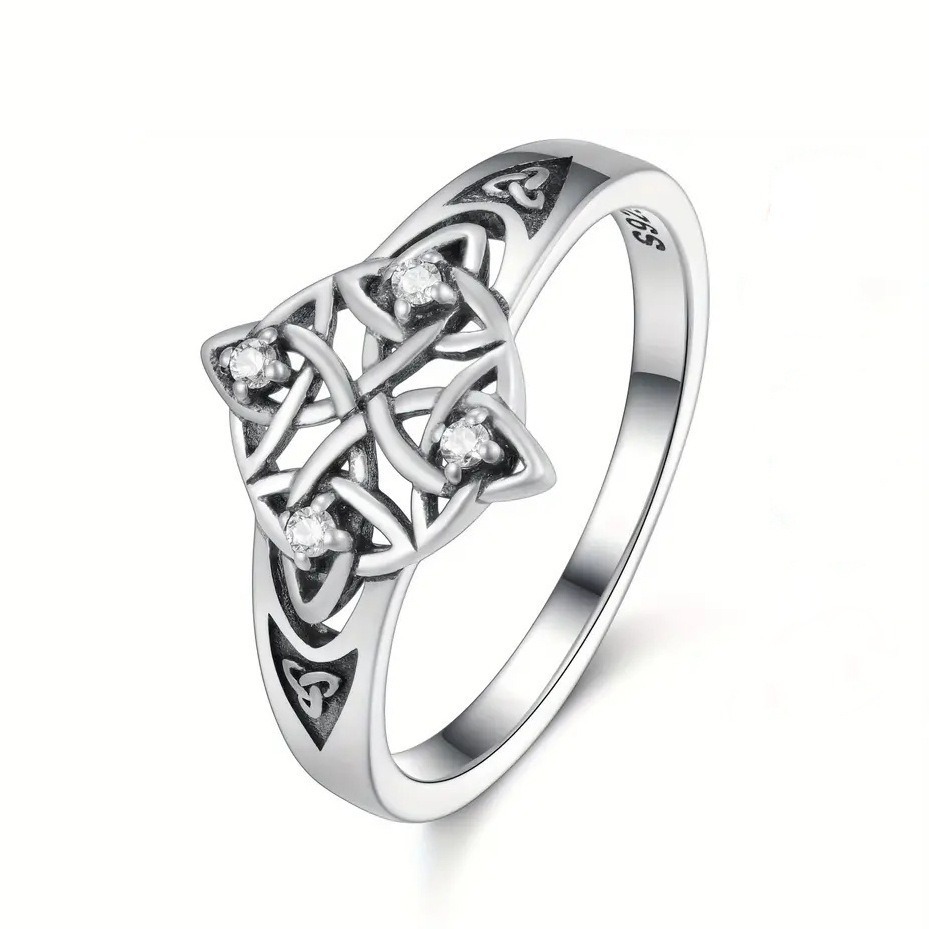 Witch Protection Sterling Silver Ring | Celtic Guardian Knot · Diamond & Plain Styles