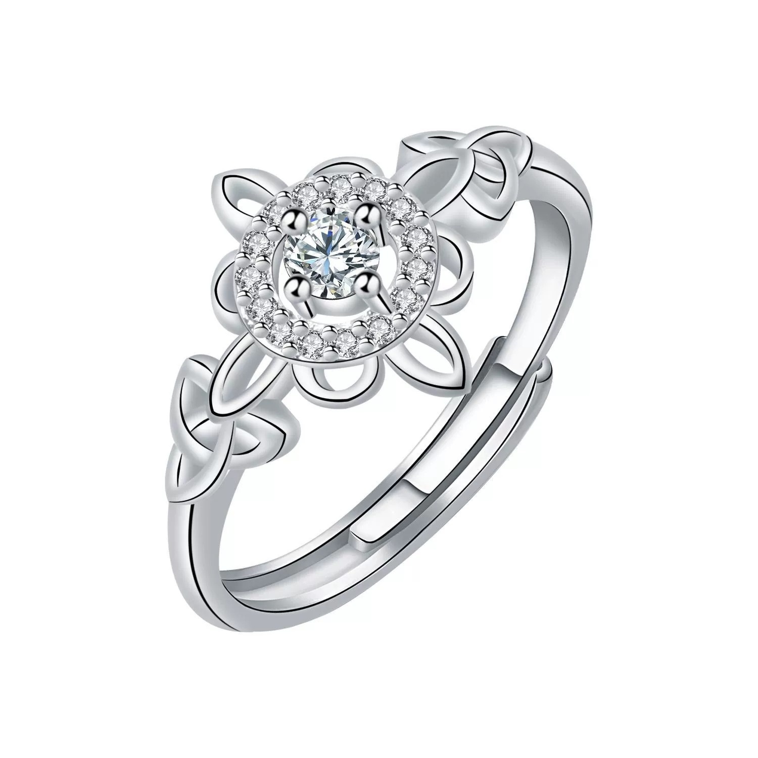 Celtic Witch Protection Sterling Silver Ring with Diamond Accents