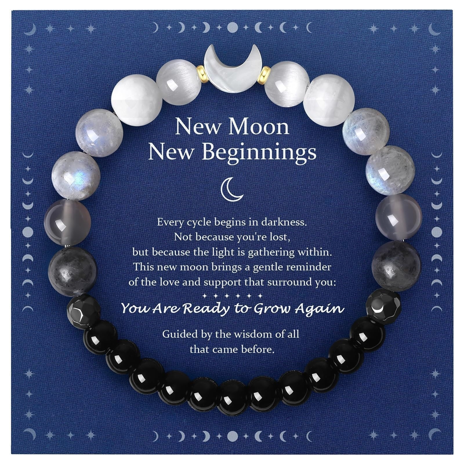 Natural Lunar Phase Gradient Crystal Bracelet