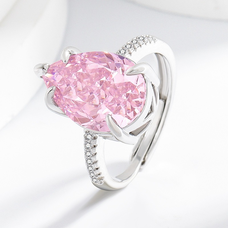 Sterling Silver 6-Prong Pear Cut Color Gem Ring