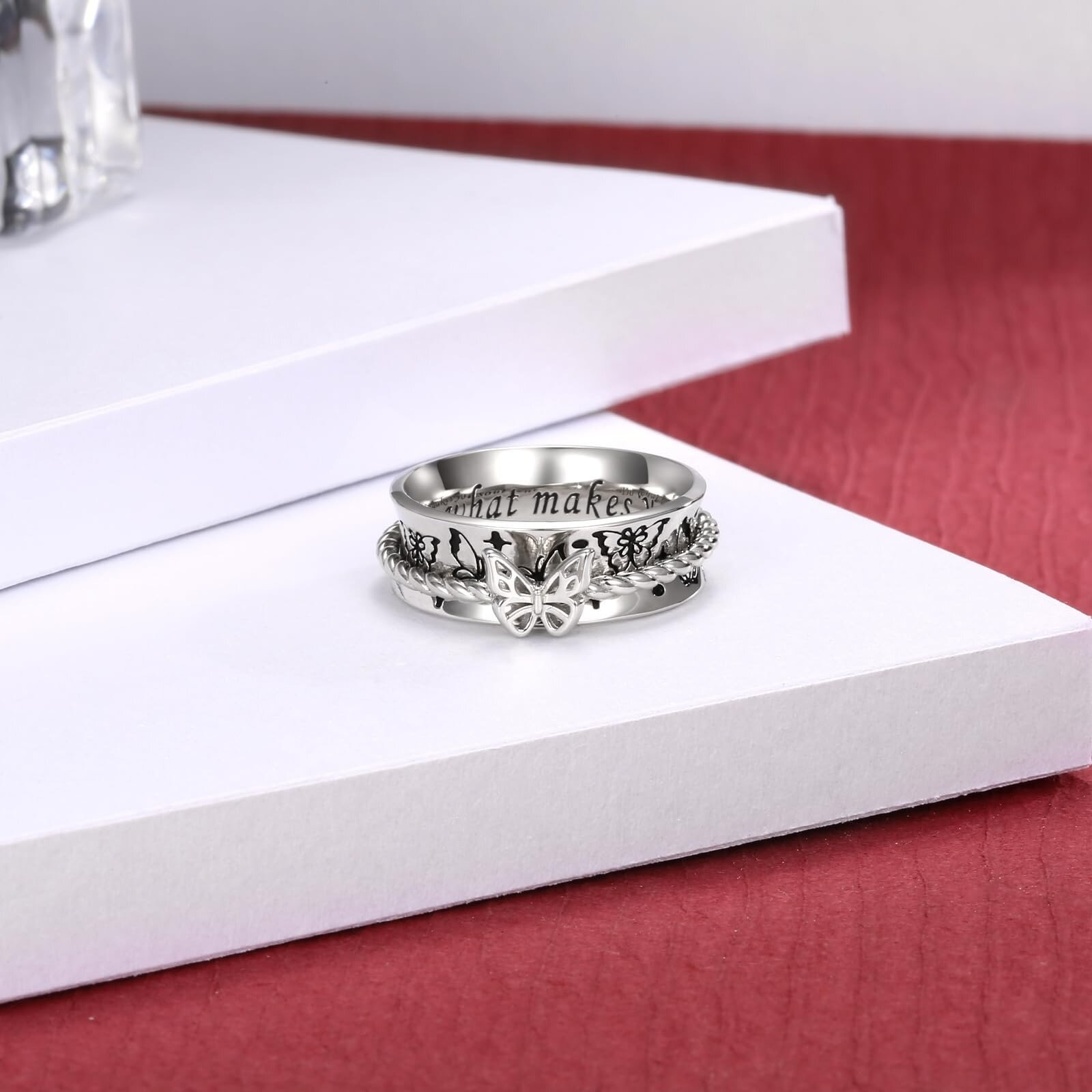 Sterling Silver Butterfly Spinner Ring
