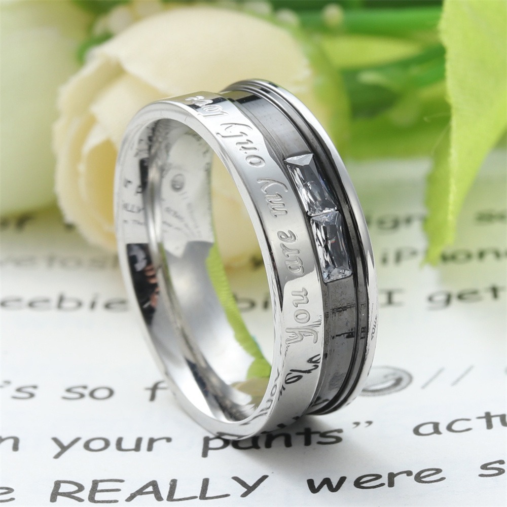 316L Stainless Steel Couple Engraved Ring Set