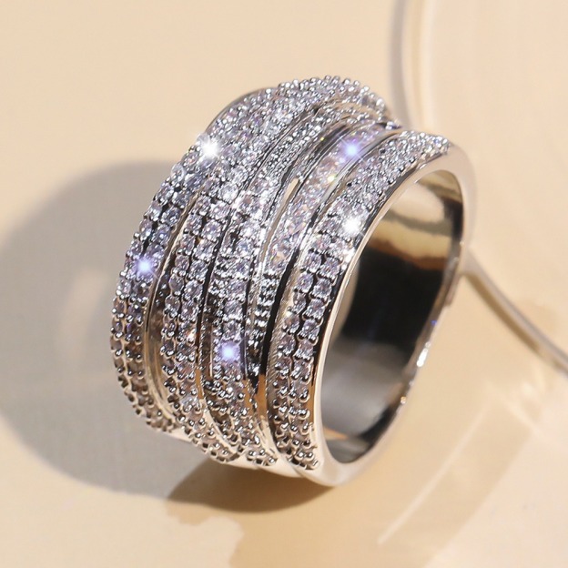 Multi-Layer CZ 925 Sterling Silver Ring – Modern Minimalist Sparkle Design