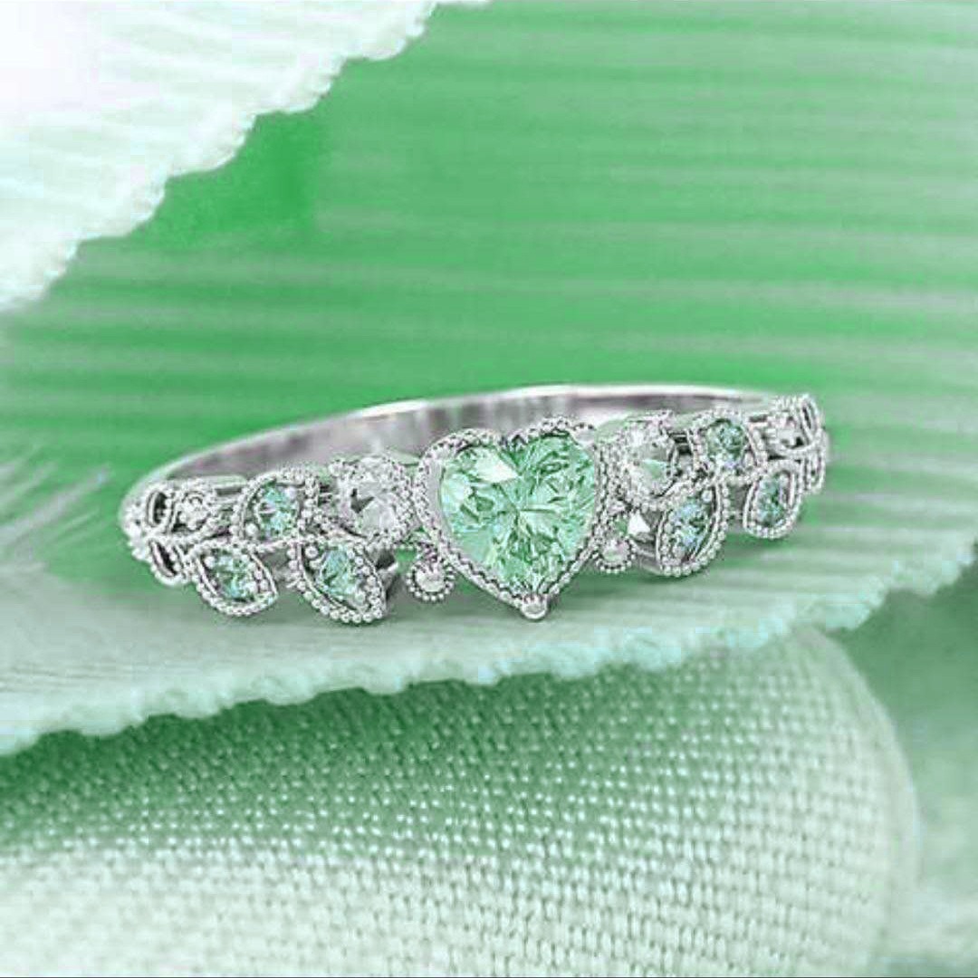 Vine of Hearts S925 Silver Micro-Pavé Heart Gemstone Ring