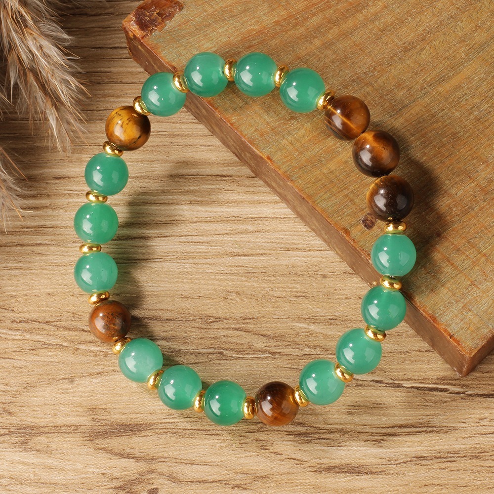 Prosperity Protection Natural Tiger's Eye Green Aventurine Bracelet