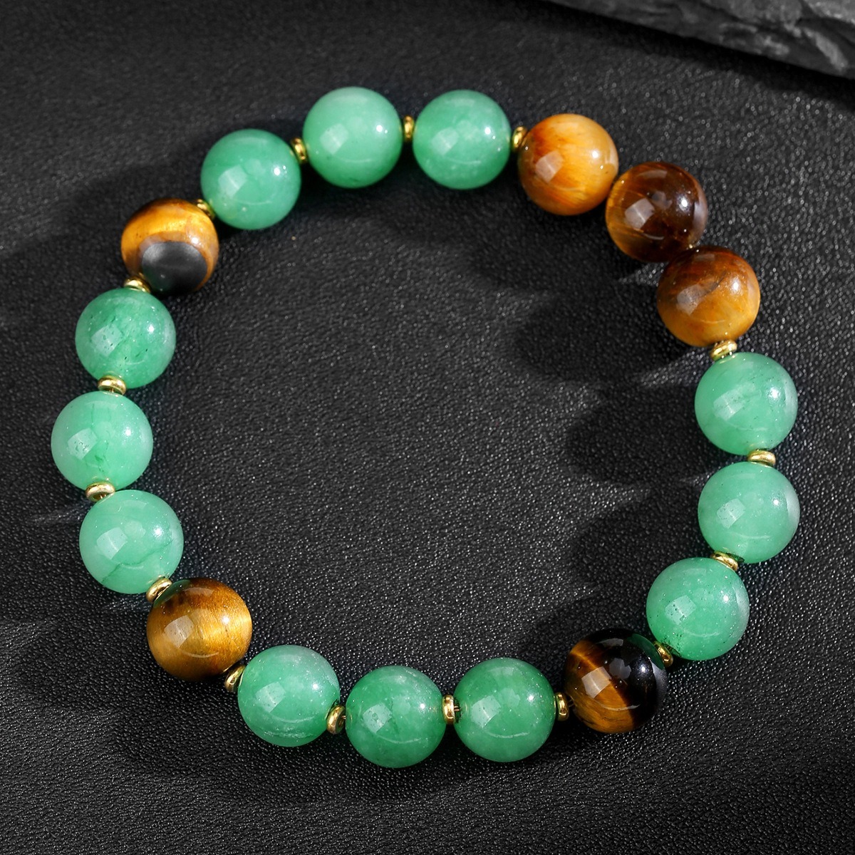 Prosperity Protection Natural Tiger's Eye Green Aventurine Bracelet