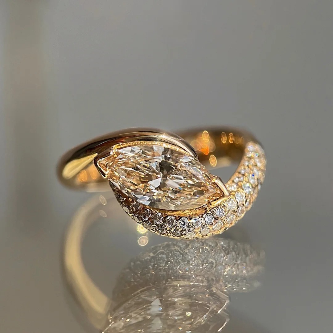 Marquise Cut Moissanite Wrap Ring | Gold & Silver Available | Elegant Modern Design