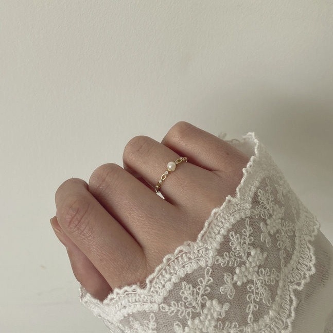 Pearl Grace Band 18K Gold Pearl Open Ring｜Vintage Gentle Finger Companion