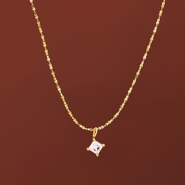 Square Diamond Starburst 18K Gold Double-Layer Square Diamond Necklace（Free shipping on orders of two or more items）