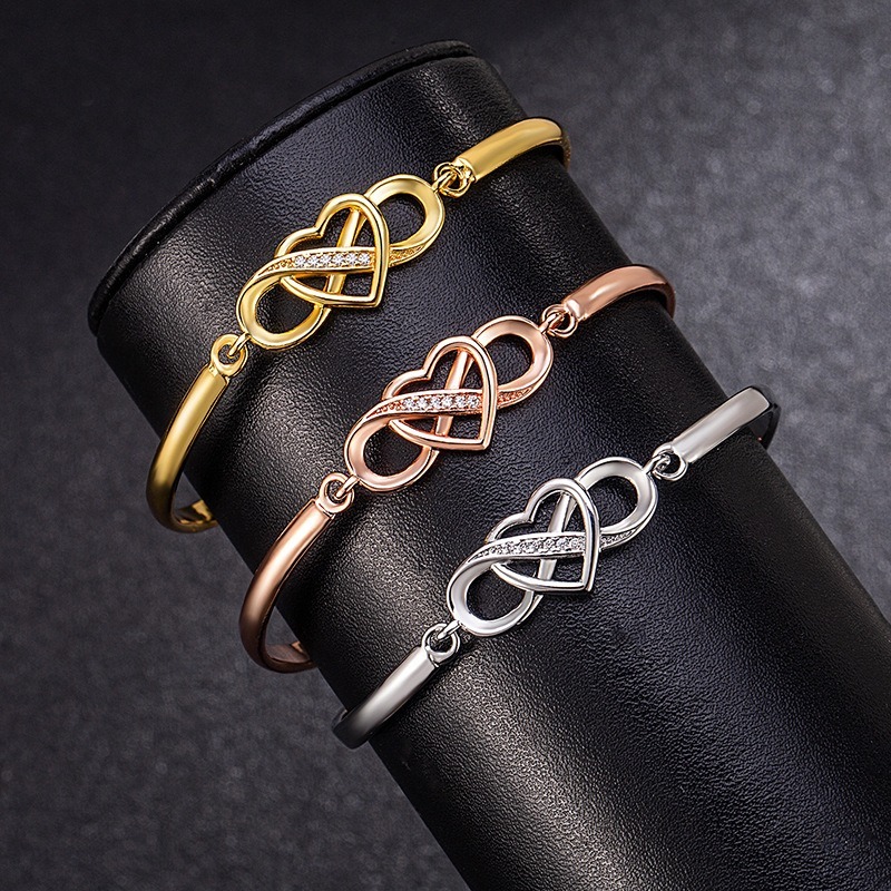 Infinite Heart Trio-Tone Infinity & Heart Bracelet