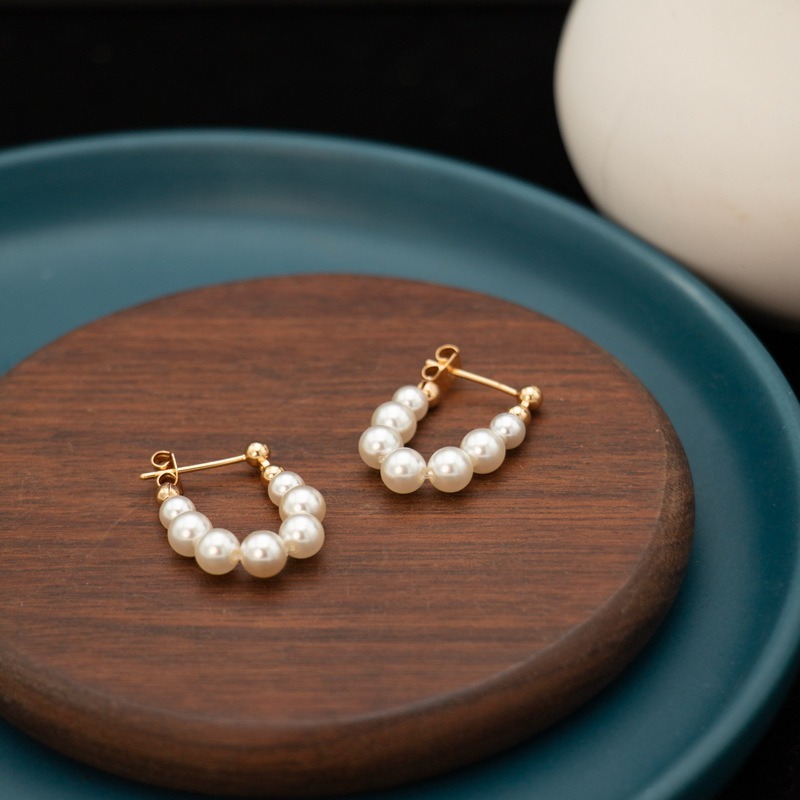 Gilded Elegance Pearl Square Stud Earrings｜Vintage Grace for Your Ears（2PSC）