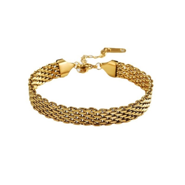 Gilded Weave Two-Tone Braided Texture Bracelet