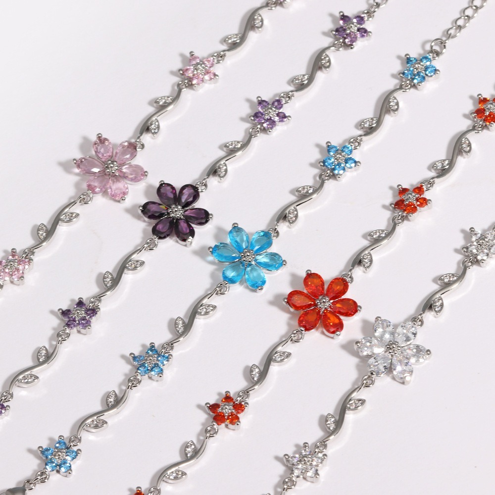 Bloom Sparkle Two-Tone Zircon Flower Bracelet