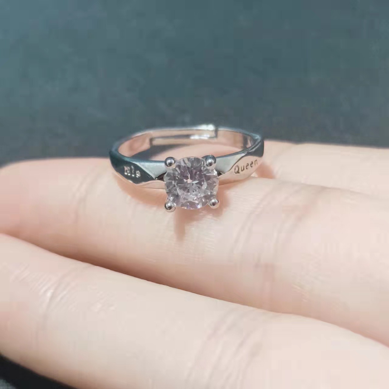 King & Queen S925 Sterling Silver Couple Open Rings