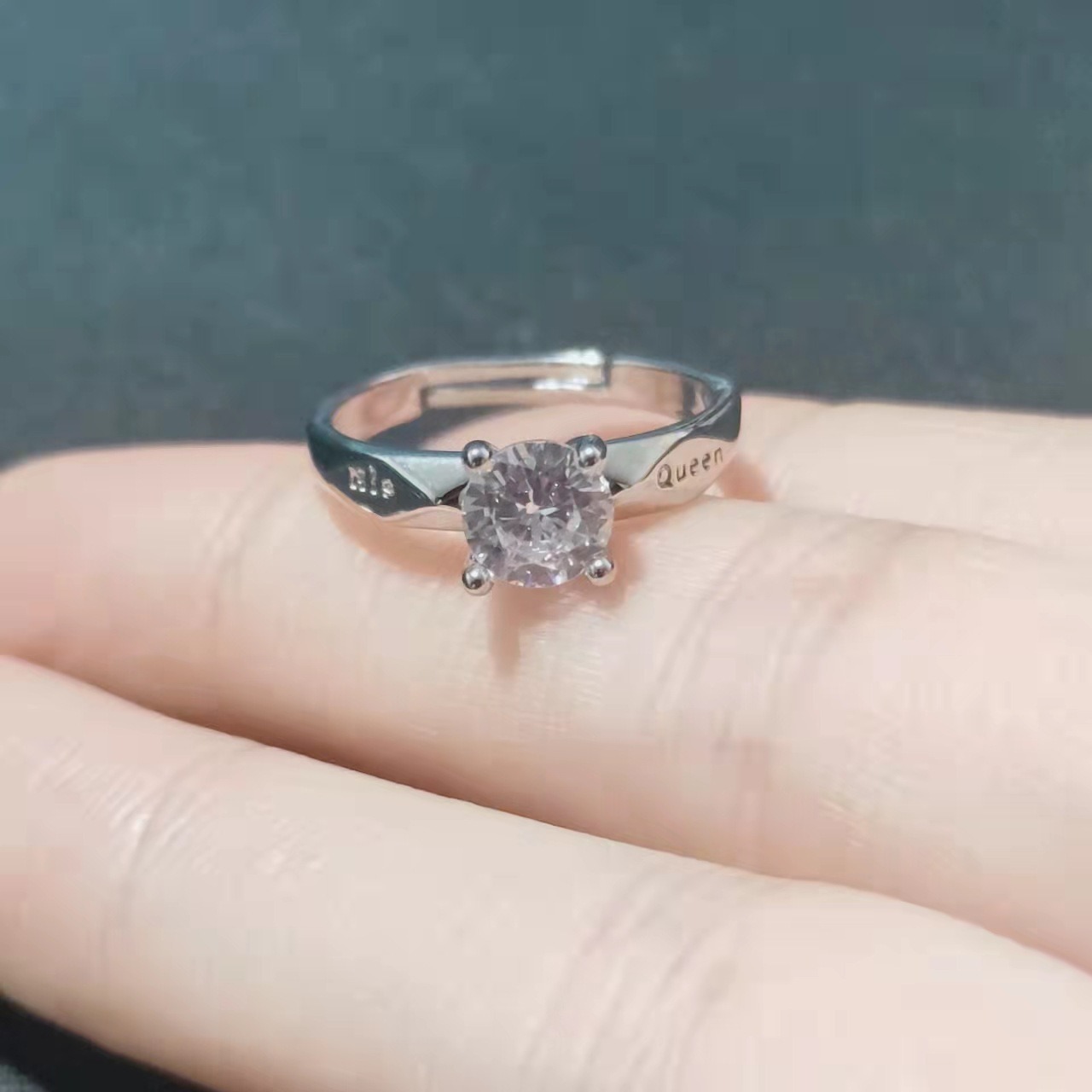 King & Queen S925 Sterling Silver Couple Open Rings