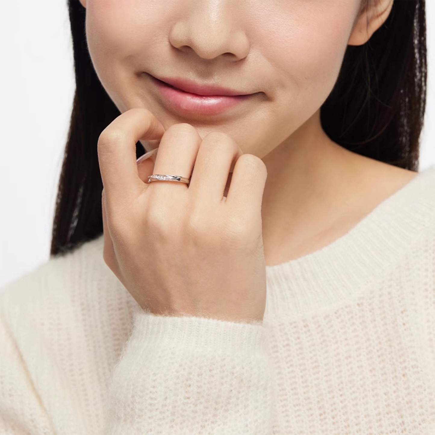 Intertwined Moments S925 Sterling Silver Couple Open Rings