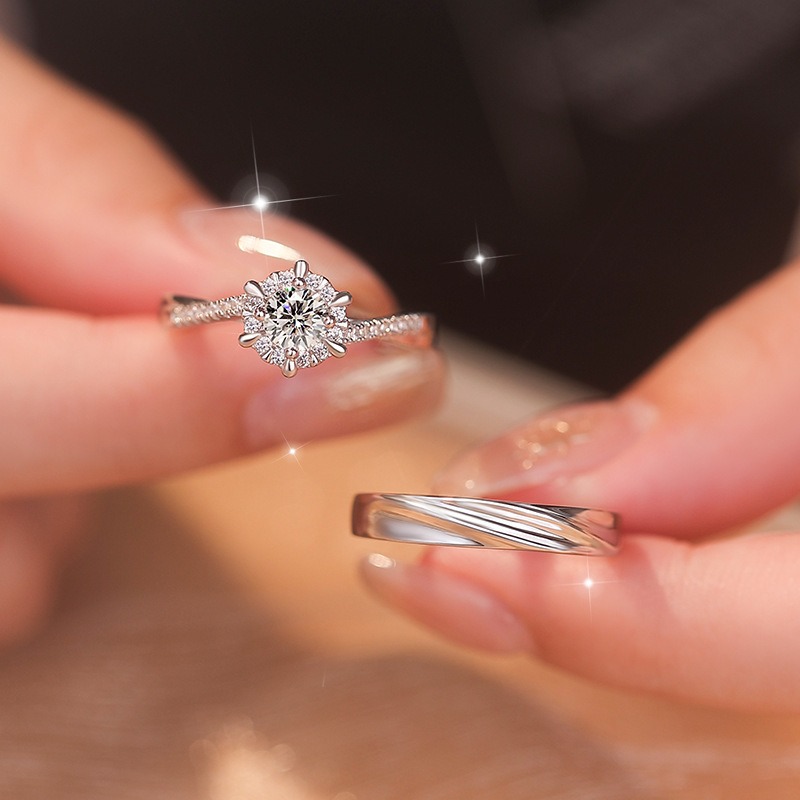 Starlight Vow S925 Sterling Silver Couple Open Rings