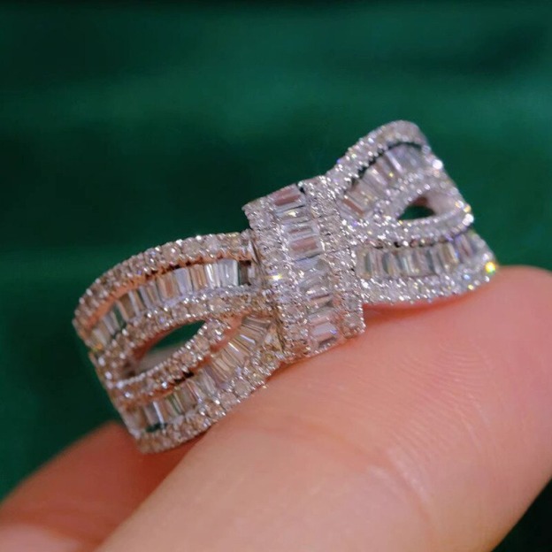 Luxury Intertwine S925 Sterling Silver Full Pavé Crisscross Ring