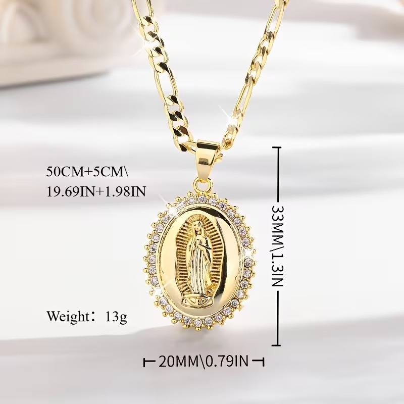 Sacred Grace Glow 18K Gold Virgin Mary Oval Pendant