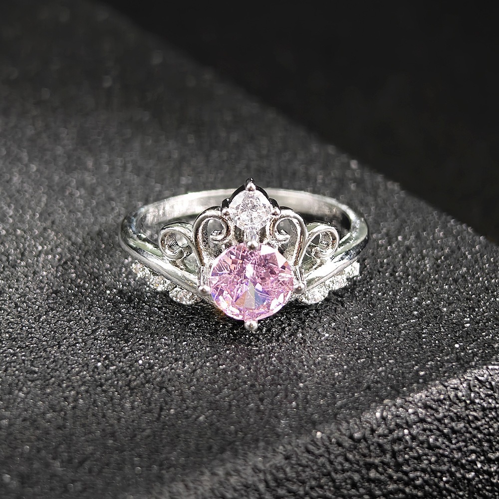 Pink Diamond Coronation S925 Sterling Silver Crown Ring