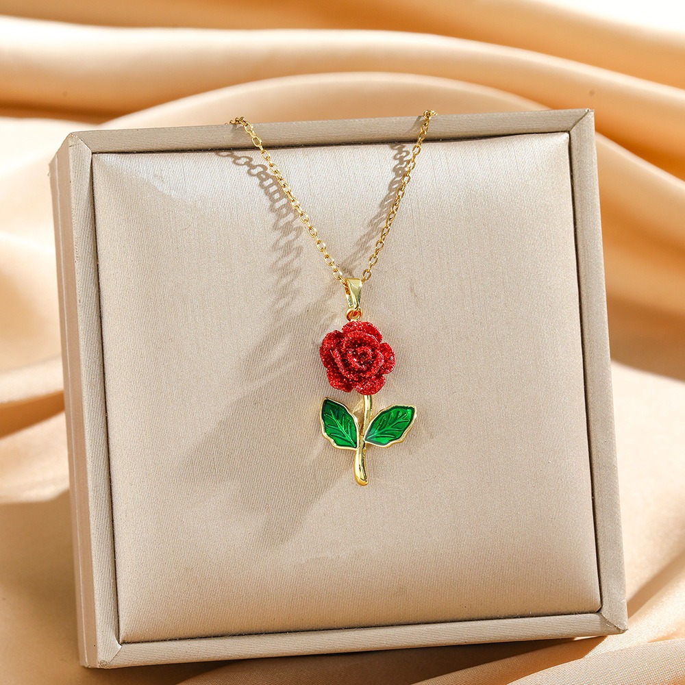 Crimson Rose Legacy 18K Gold Rose Collection Necklace