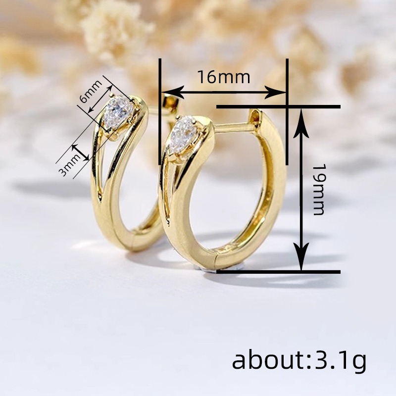 Luminous Double Arc 18K Gold Pear Diamond Huggie Earrings Minimalist Luxury at Your Ears（2PCS）
