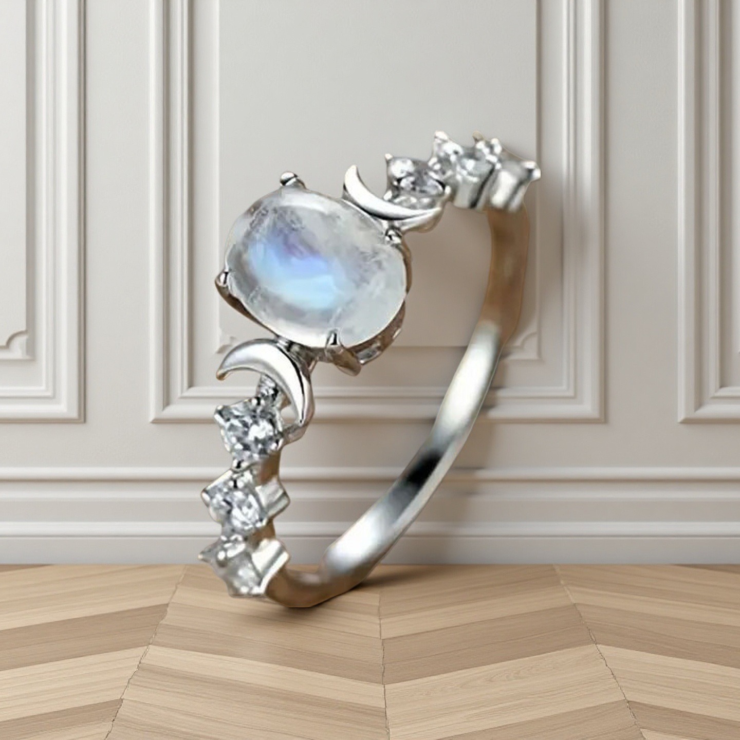 Hecate Protection Moon Star Gemstone Ring 2 Stone Options