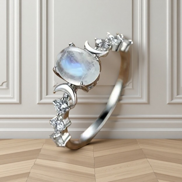 Hecate Protection Moon Star Gemstone Ring 2 Stone Options 