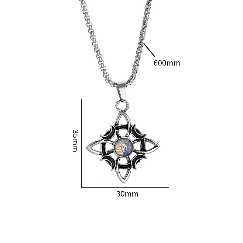 Witch's Protection Moon-Star Celtic Knot Opal Necklace
