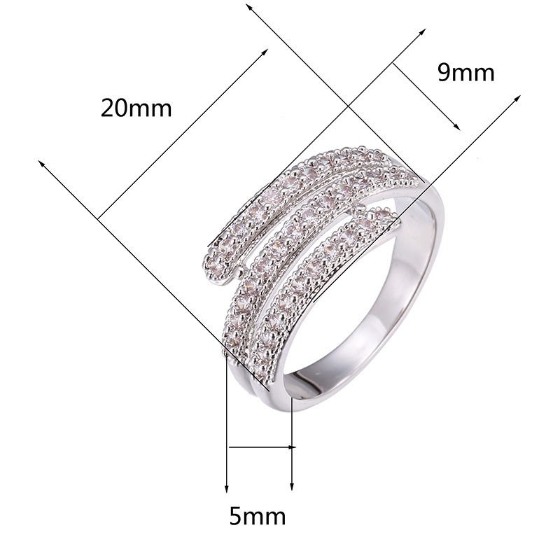 Stellar Layer S925 Sterling Silver Triple Pave Diamond Ring