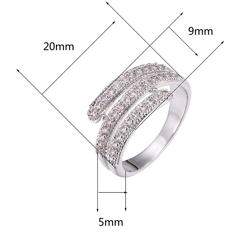Stellar Layer S925 Sterling Silver Triple Pave Diamond Ring