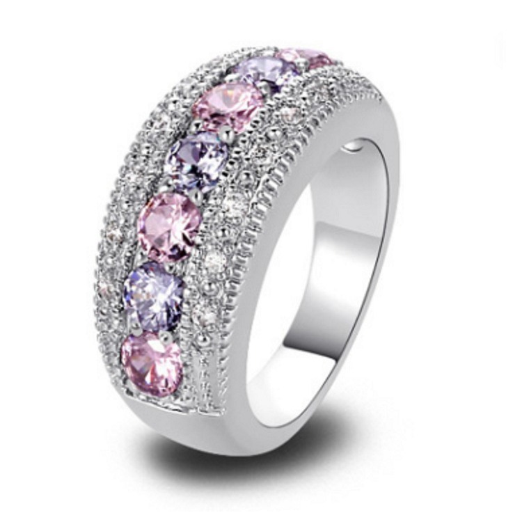 Stellar Row Platinum-Plated Multi-Color Gem Row Ring