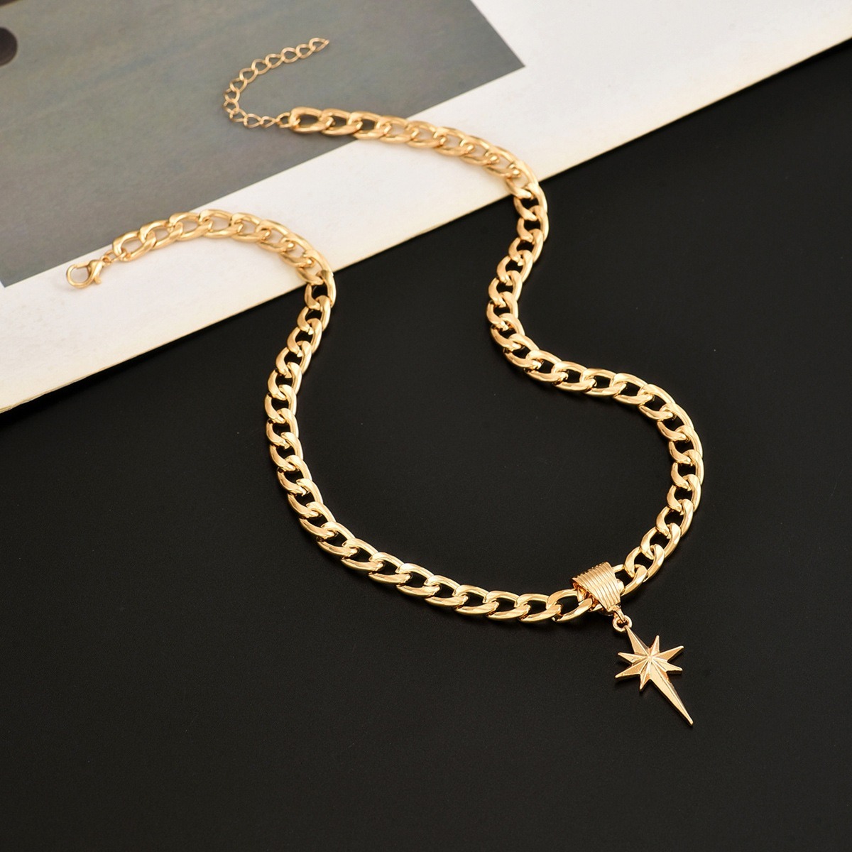 Starlight Guidance Two-Tone Cuban Link Starburst Necklace