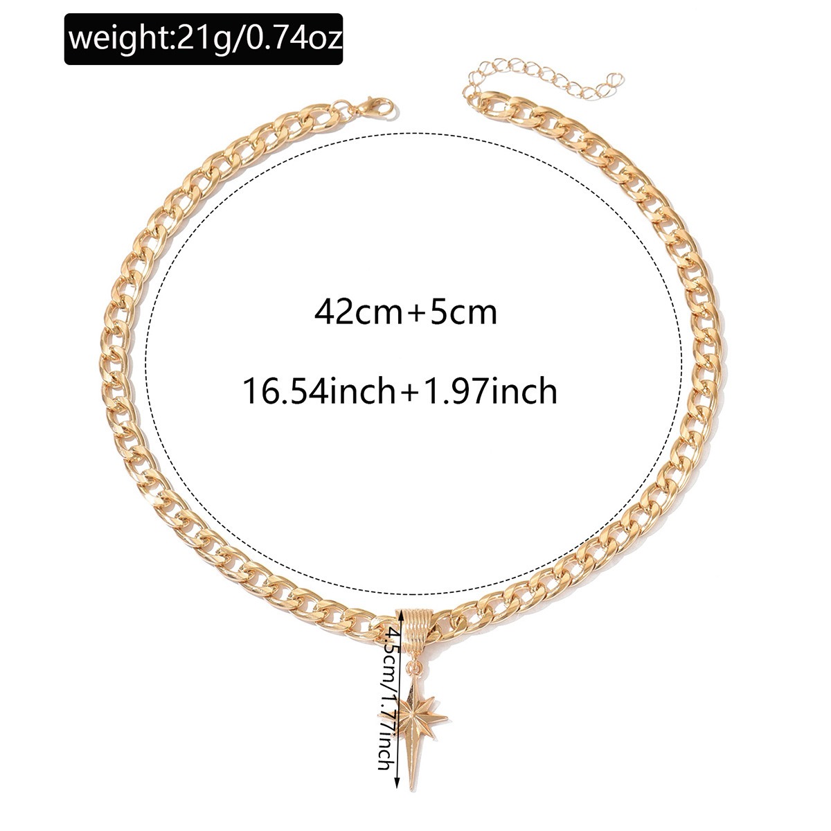 Starlight Guidance Two-Tone Cuban Link Starburst Necklace