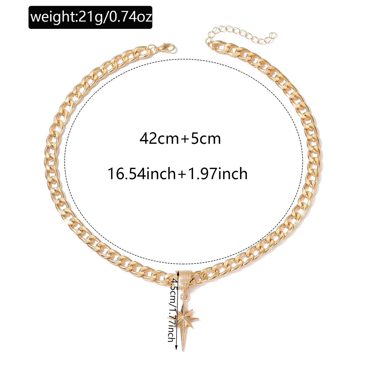 Starlight Guidance Two-Tone Cuban Link Starburst Necklace
