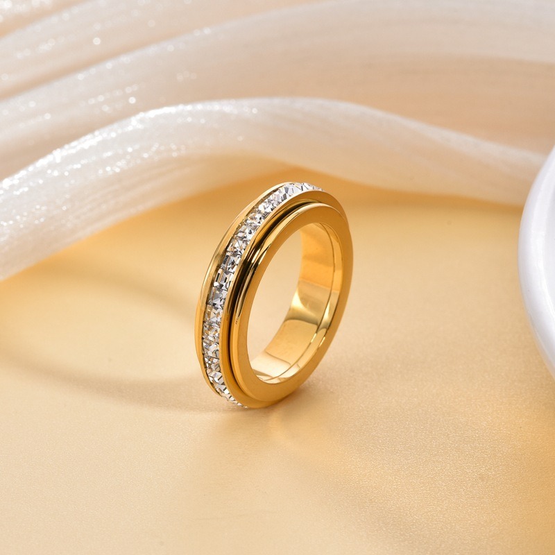 Calm Spin Time Three-Tone Rotatable Stress Relief Ring