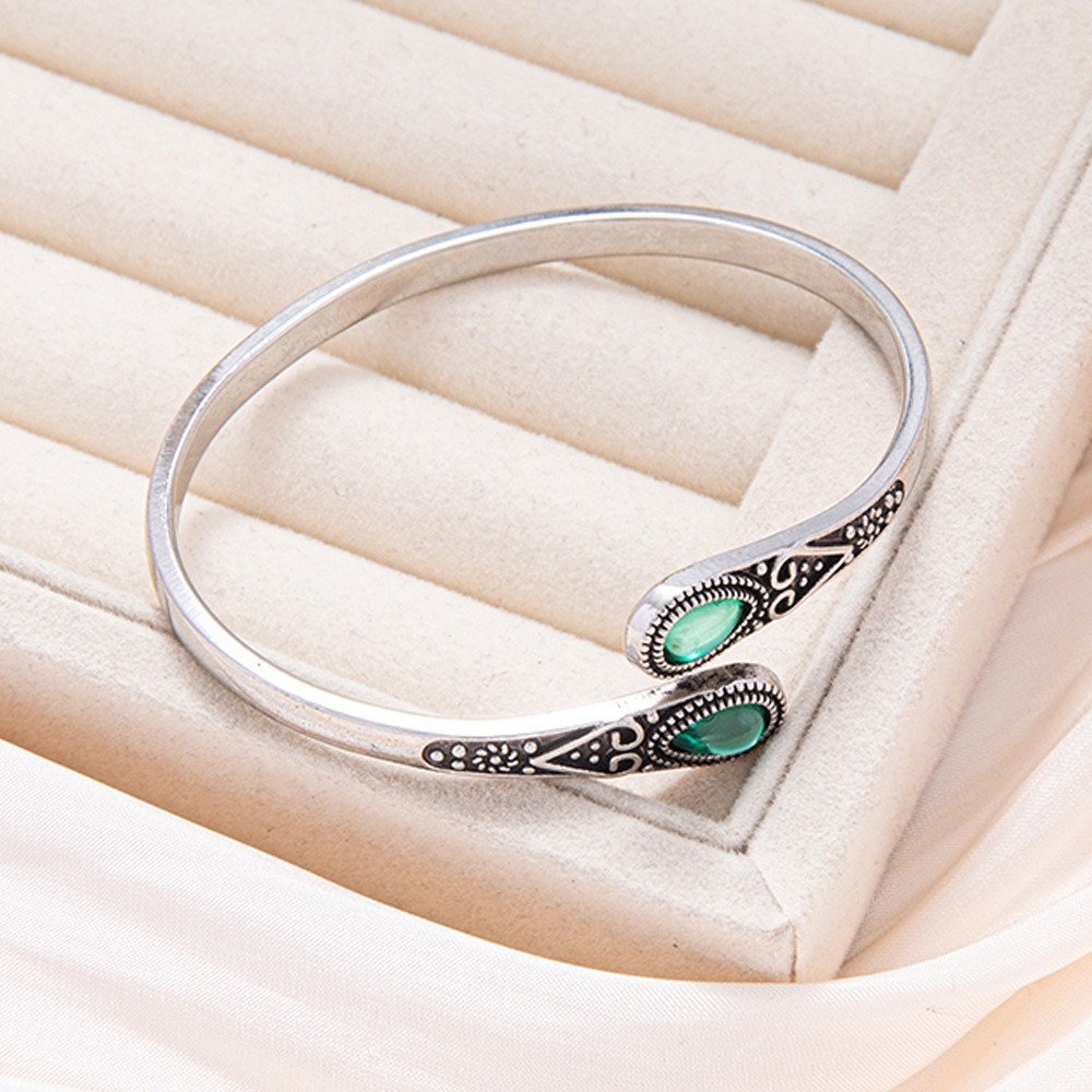 Guardian's Grace Sterling Silver Vintage Multi-Gemstone Open Cuff Bracelet